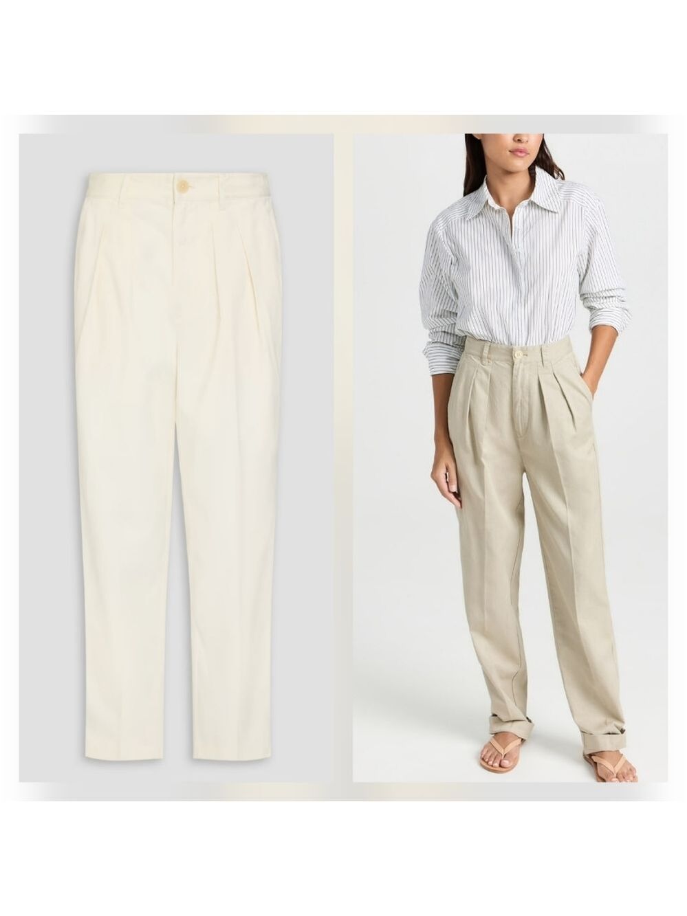 Women's Pleated Cream Pants by Alex Mill